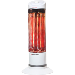 Russell Hobbs 1200W Carbon Infrared Electric Room Heater | 2 Heat Settings, Wide Oscillation, Double Carbon Tubes | 40% Less Power Consumption, Tip-Over Safety Protection | 2-Year Warranty - RCH1200W